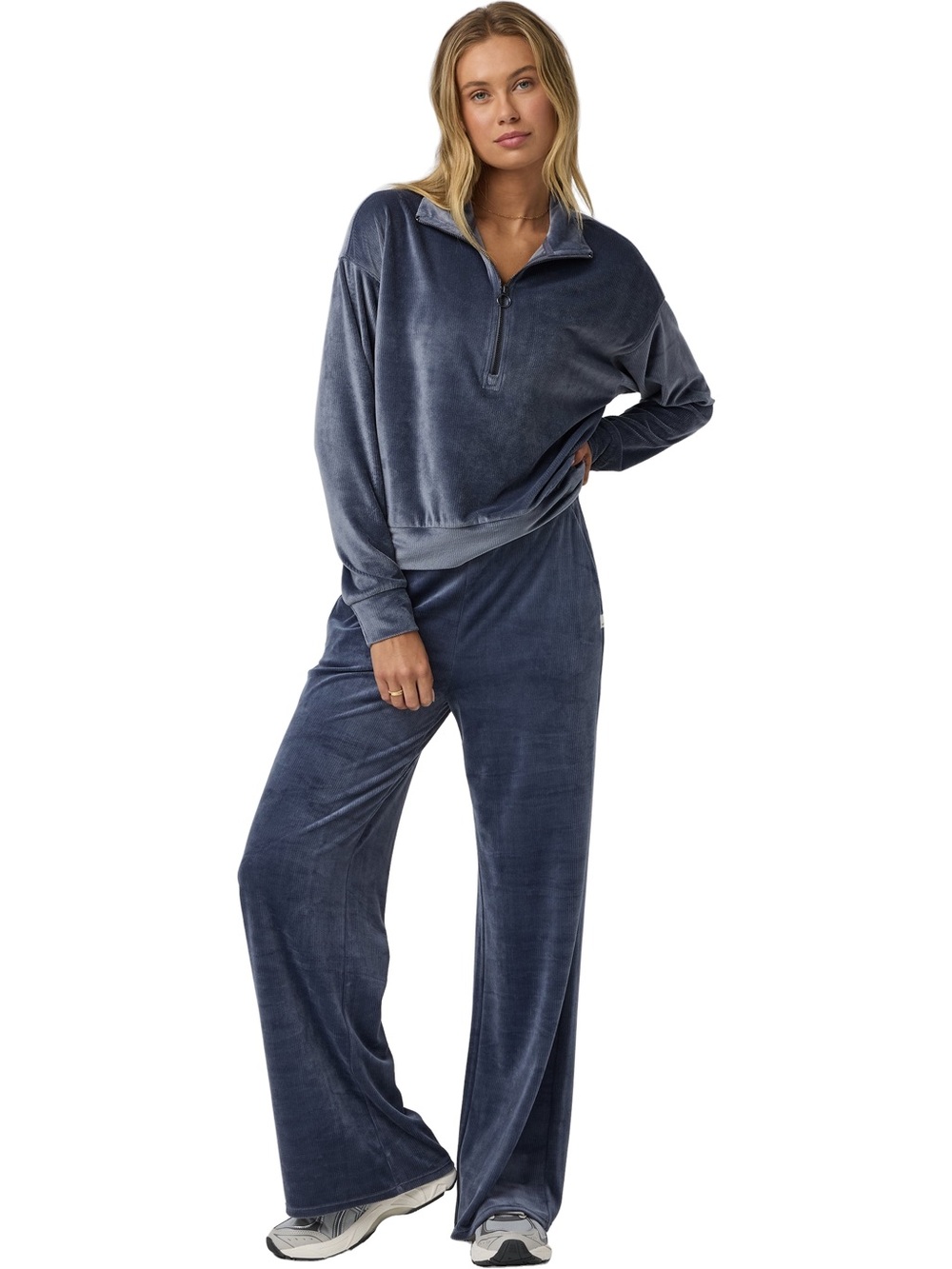 Vuori Haven Velour Lounge Set including Half-Zip Hoodie & Wide Leg Pants Size L